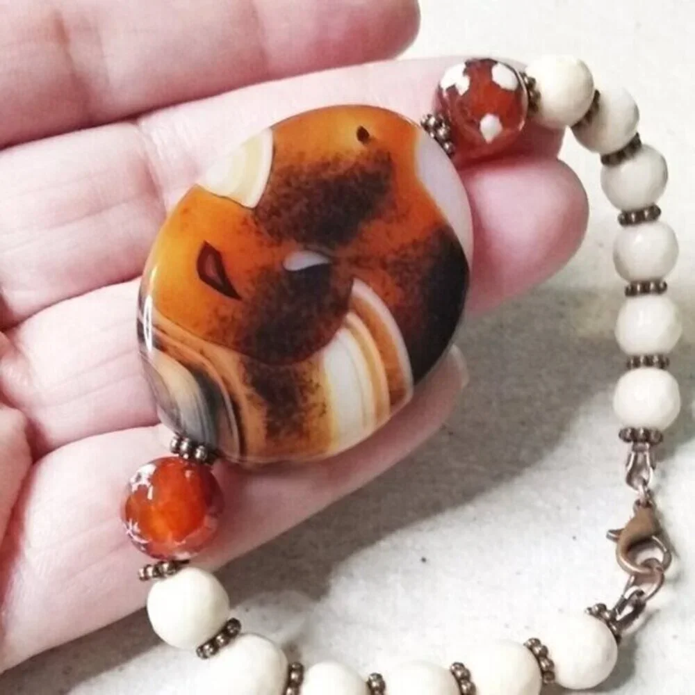 Bold & Chunky! Step into 2026 with Power! Beaded Agate + Fossil Beads Bracelet